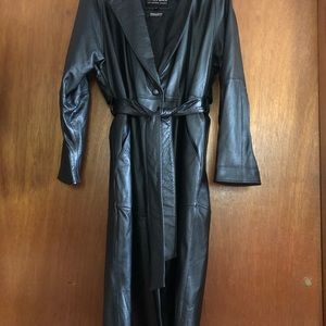Full Length Genuine Leather Coat w/ Zipper Lining